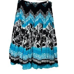 Drapers and Damons Boho Blue Cottagecore Skirt Layered Ruffle Smocked Petite M
